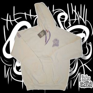 White Zooskei Hoodie with Purple Graphic